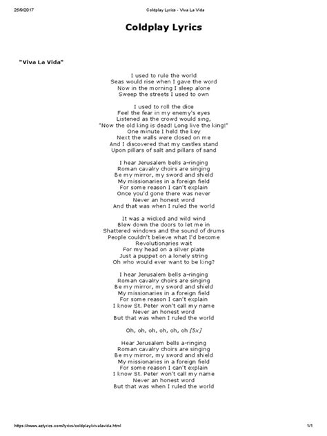 viva la vida lyrics|viva la vida tekst.